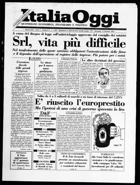 Italia oggi : quotidiano di economia finanza e politica